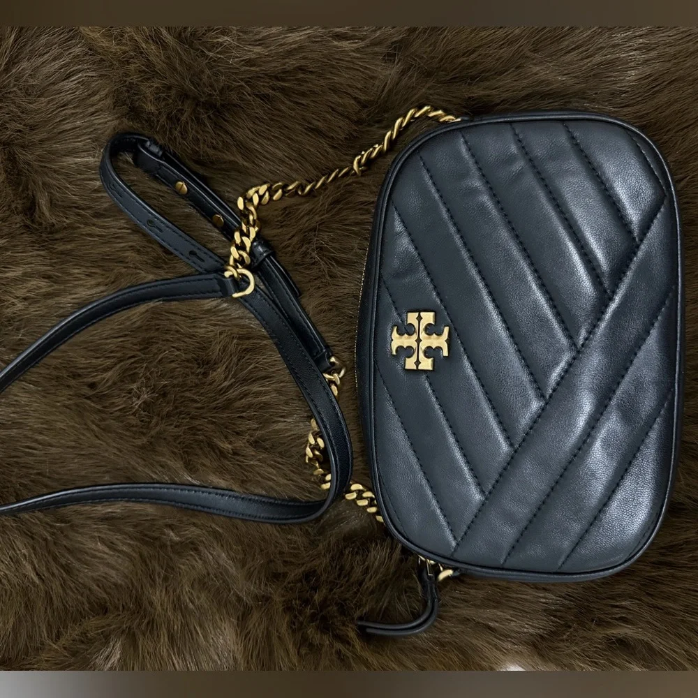 tory burch Black Quilted Crossbody Bag
